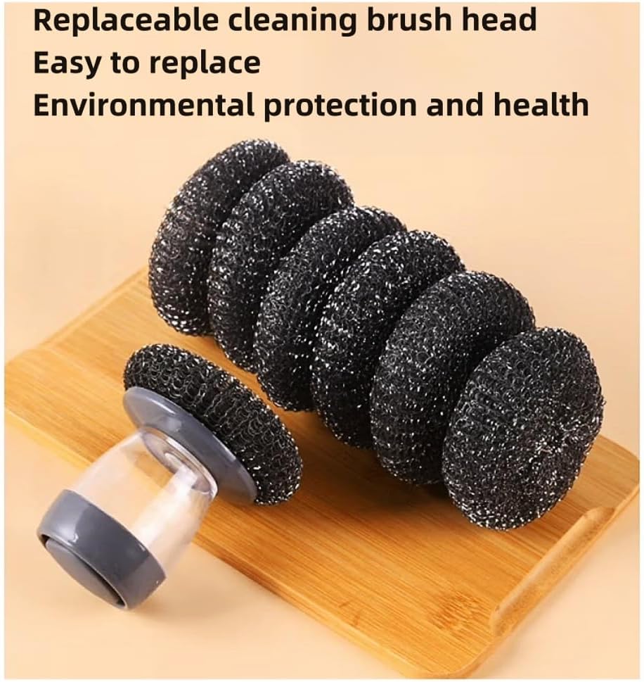 Soap Dispense Palm Scrub dishwashing Kitchen Scrubber Press Automatic Liquid wash Pot ，Small Dish Brush(PET)