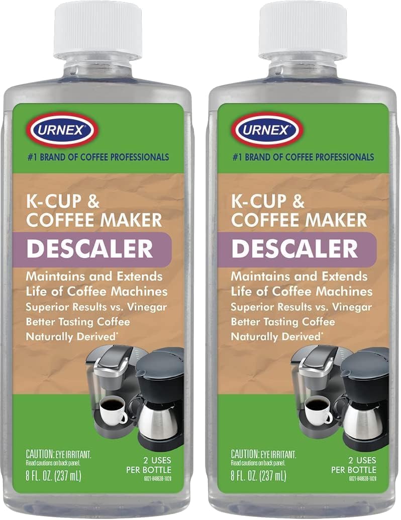 The Professional Barista's Choice - Urnex Keurig Compatible Coffee Maker Universal Descaling Solution (2 Pack, 2 Uses Per Bottle)