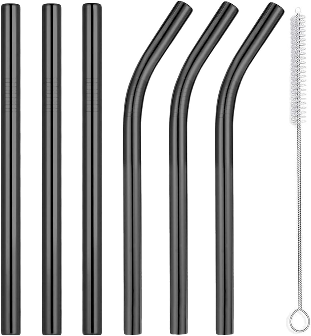 Vinaco Stainless Steel Smoothie Straws, 0.4'' Extra Wide Reusable Metal Drinking Straws for Milkshake, Smoothie, Beverage, Set of 4 with 1 Cleaning Brush