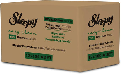 Sleepy Easy Clean XL Multi Surface Cleaning Wipes (100 Count) – Natural Vinegar & Baking Soda Formula – Jumbo 8"x8" All Purpose Wet Wipes for Kitchen, Bathroom, Glass & Electronics – No Streak