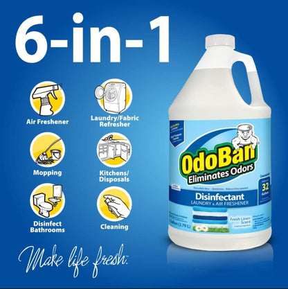OdoBan Ready-to-Use Disinfectant and Odor Eliminator, Made in the USA, Original Eucalyptus Scent, Set of 3, 2 Spray Bottles, 32 Ounces Each and 1 Gallon Concentrate