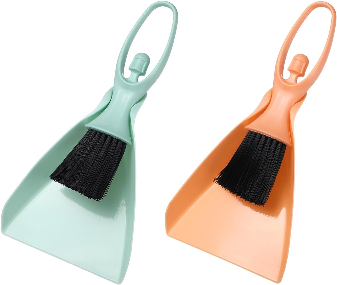 uxcell 2 Pcs Mini Dustpan and Brush Set, Small Broom and Dustpan Set for Office Tabletops Sofas Keyboards Home Cleaning Tool, Orange Pink