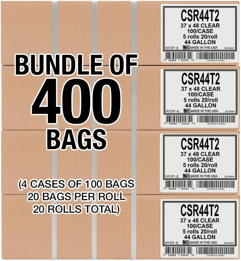 Aluf Plastics 33 Gallon Clear Trash Bags - 33" x 39" - 1.5 MIL (eq) - CSR Series - Heavy Duty Industrial Liners Clear Garbage Bags for Recycling, Contractors, Storage, Outdoor, 1 Count (Pack of 100)