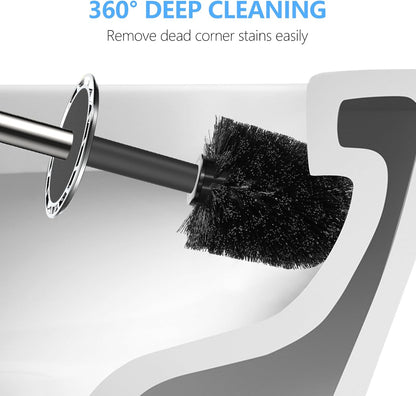 SetSail Toilet Brush, Compact Size Toilet Bowl Brush and Holder Toilet Brushes for Bathroom with Stainless Steel Handle Toilet Cleaner Brush with Durable Scrubbing Bristles, Splash-Proof