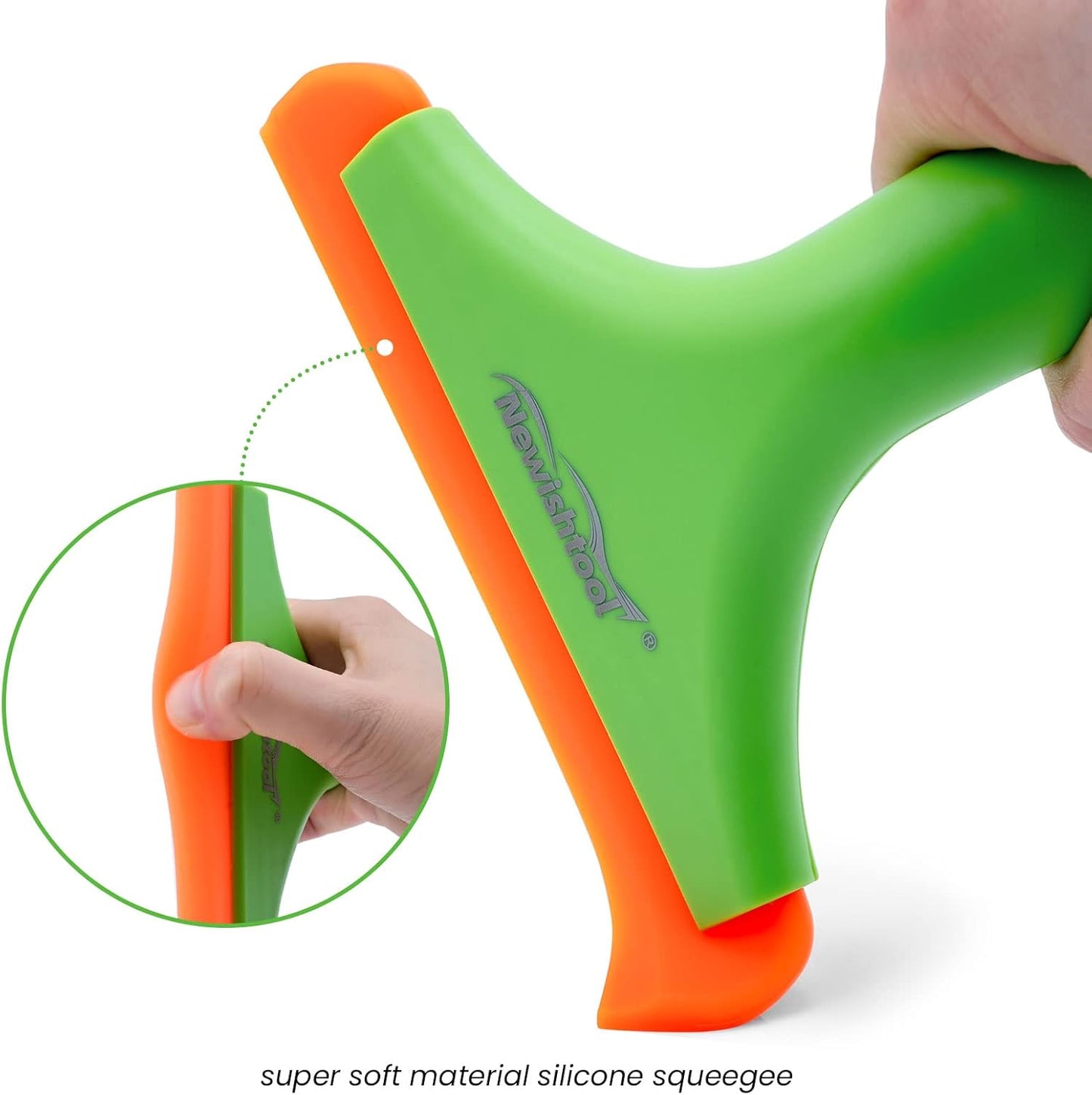 NEWISHTOOL Bathroom Shower Squeegee 5.9 Inch Soft Silicone Blade Squeegee for Shower Glass Door Mirrors Car Windshield, Kitchen Squeegee Countertops Cleaning and Water Removal Scraper w/Hanging Hole