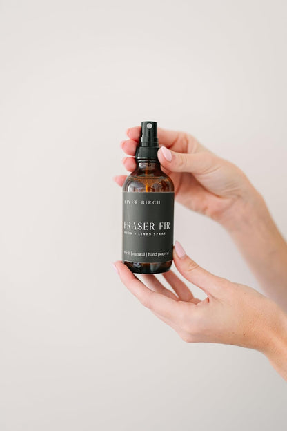 River Birch Luxury Linen and Room Spray - Home Signature Scent Balsam and Cedar Room Fragrance Spray - Fragrant Fresh Linen Air Freshener For Bedding - Handmade in Texas - 4 oz Glass Amber Bottle