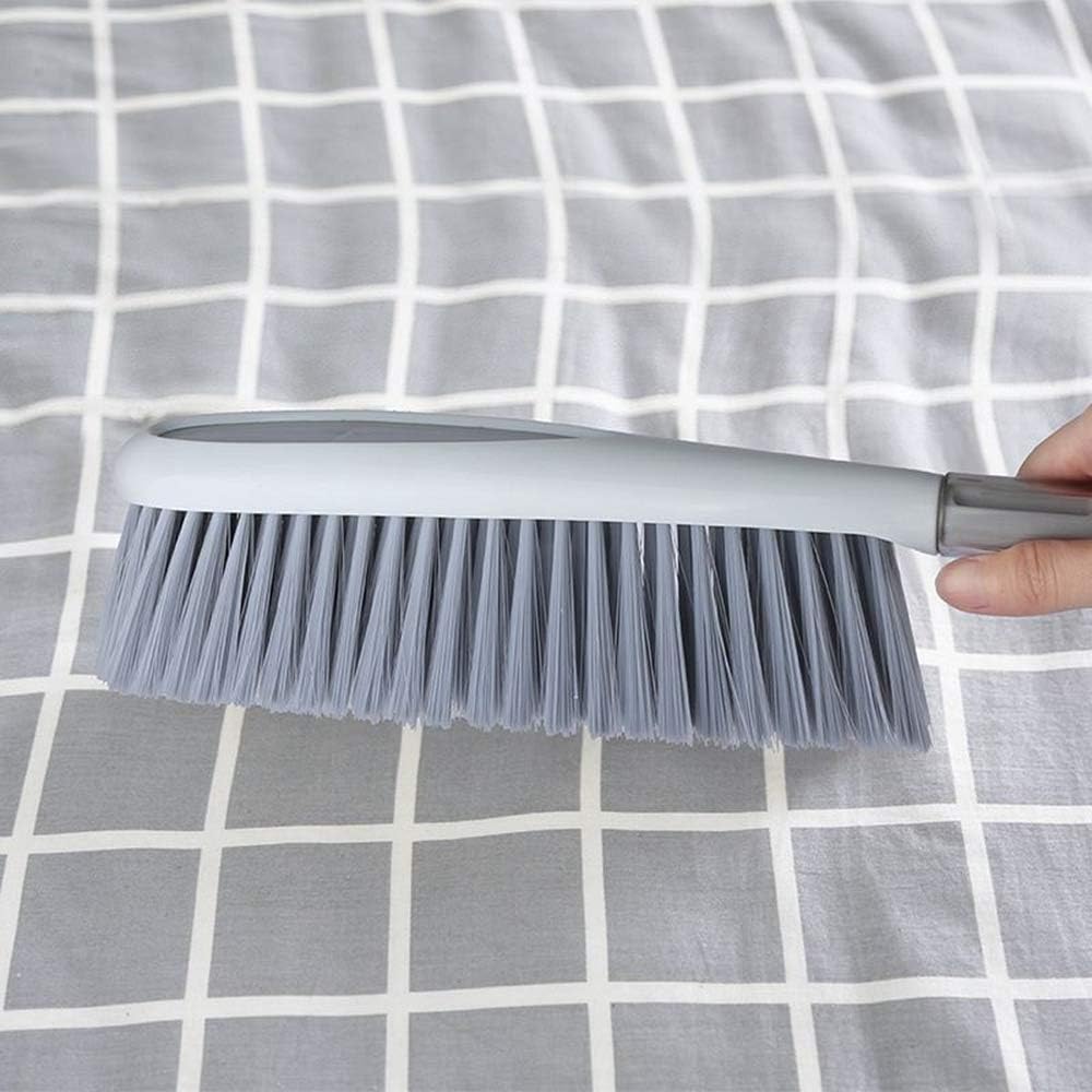 Hand Broom, 14 inch Large Counter Duster, Slightly Stiff Plastic Bristle Brush with Long Handle, Sweep for Furniture, Floor, Bench, Carpet, Woodworking, Patio, Home, Shop(Gray, 14 inch)