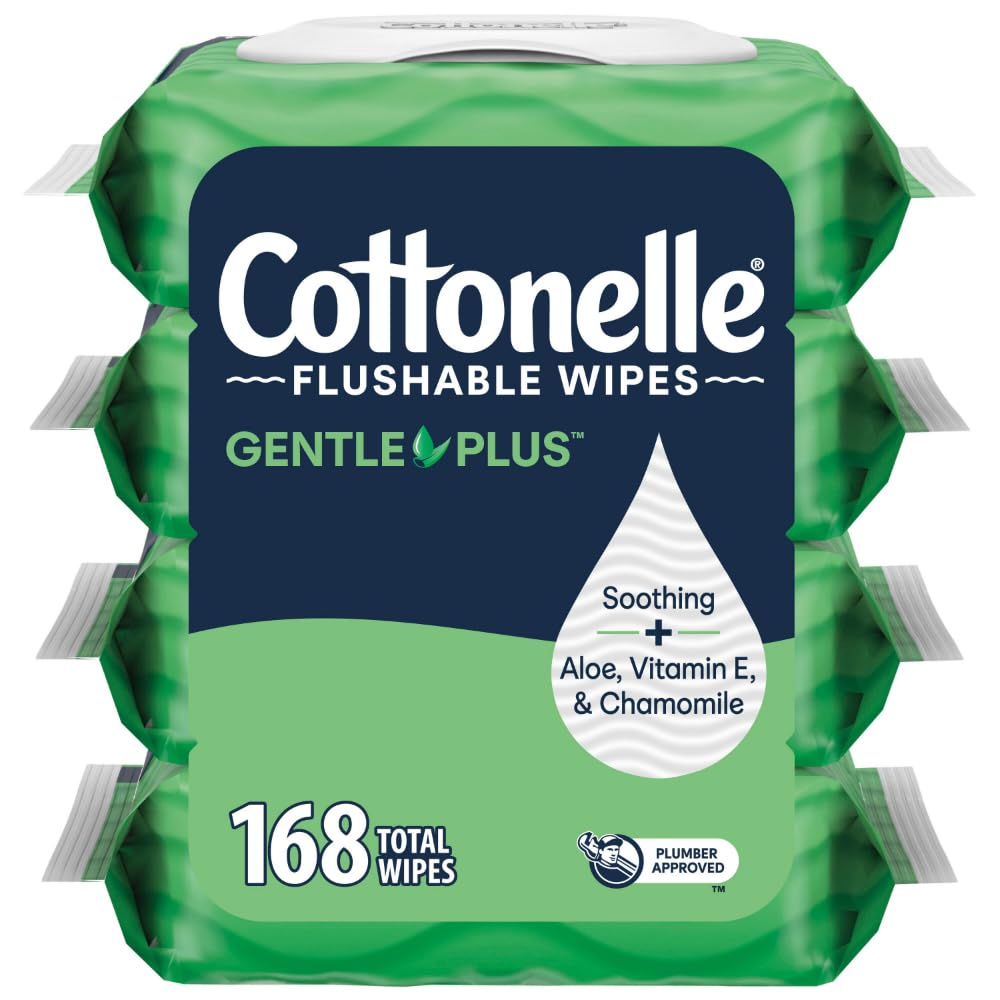 Cottonelle Fragrance Free Flushable Wet Wipes, Adult Wet Wipes, 2 Flip-Top Packs, 42 Wipes Per Pack