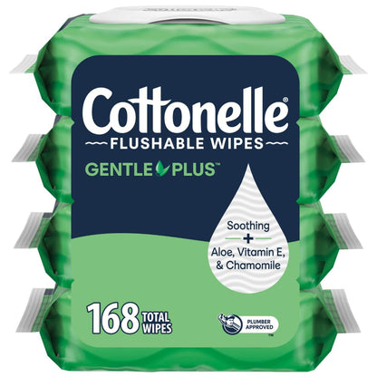 Cottonelle Fragrance Free Flushable Wet Wipes, Adult Wet Wipes, 2 Flip-Top Packs, 42 Wipes Per Pack
