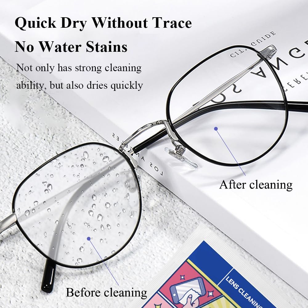 Pre-Moistened Lens Cleaning Wipes, 300 Pcs Cleaning Wipes for Glasses, Computer & Laptops Screens, Smart Phones, Optical Lens, Goggles, and Watch Screen l Quick-Dry and Scratch-Free