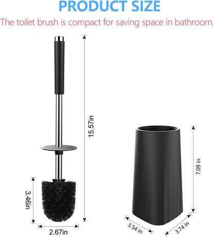 SetSail Toilet Brush, Compact Size Toilet Bowl Brush and Holder Toilet Brushes for Bathroom with Stainless Steel Handle Toilet Cleaner Brush with Durable Scrubbing Bristles, Splash-Proof