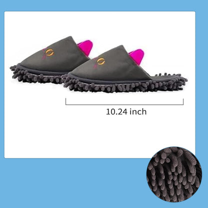 Cartoon Dog Mop Slippers Microfiber Clean Dusting Slippers Detachable Mopping Shoes for Office Home Room (Khaki)