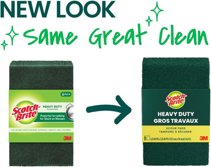 Scotch-Brite Heavy Duty Scouring Pad, Dish Scrubber for Kitchen + Outdoor, 8 Scrub Pads for Uncoated Pots and Pans, Cast Iron Cooktops, Grill Grates, Oven Racks, & BBQ, Durable, Long-Lasting