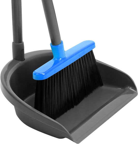 Long Handle Broom with Dustpan Combo Set for Office Home Kitchen Lobby Floor Cleaning Broom Dustpan for Indoor&Outdoor Sweeping