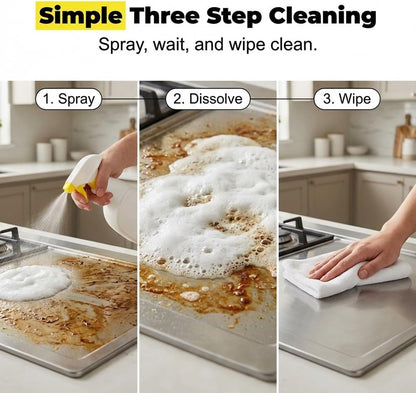 Yilia Kitchen Heavy Oil Cleaner Spray, All Purpose Degreaser for Stove Oven Range Hood Appliances, Heavy Duty Grease Remover for Kitchen Cabinet Cooktop Countertop Stainless Steel Surfaces (1 Set)