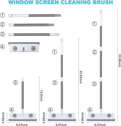 Rubber Floor Squeegee for Smooth Surface Concrete Floor, Tile Floor, Heavy Duty Garage Shower Floor Squeegee Broom for Removing Water, Commercial Scrubber Mop with Adjustable Long Handle