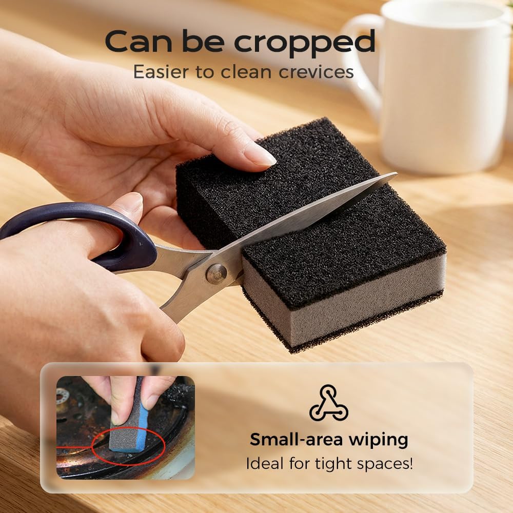 Magic Cleaning Sponges Eraser, Multi-Functional Melamine Sponge Foam Pads, Heavy-Duty Household Cleaner for Kitchen, Bathroom, Dish, Furniture & Walls (4, Black)