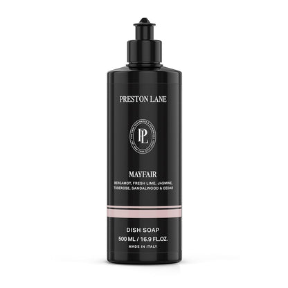 Preston Lane Luxury Dish Soap, Mayfair Scent | Plant Powered Formula with Essential Oils | Tough on Grease, Gentle on Hands | Vegan, Cruelty Free, Clean Ingredients