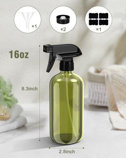 Bontip Glass Spray Bottle, Amber Glass Spray Bottle Set & Accessories Refillable for Plants Window Cleaners Aromatherapy Facial Hydration Watering Flowers Hair Care (2 Pack/16 oz) (Amber)