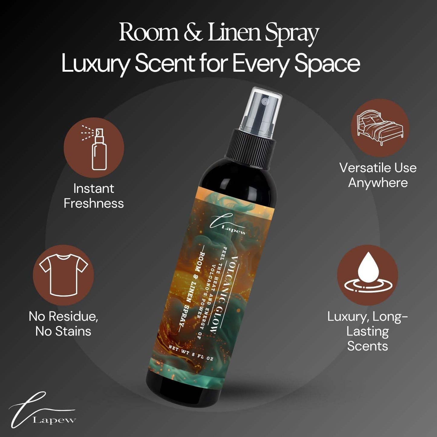 Lapew Room & Linen Spray | Fragrance Mist for Home, Car & Office | Fabric & Air Freshener | Neutralizing Mist | Made in USA | Cozy Cinnamon & Apple - Colors A
