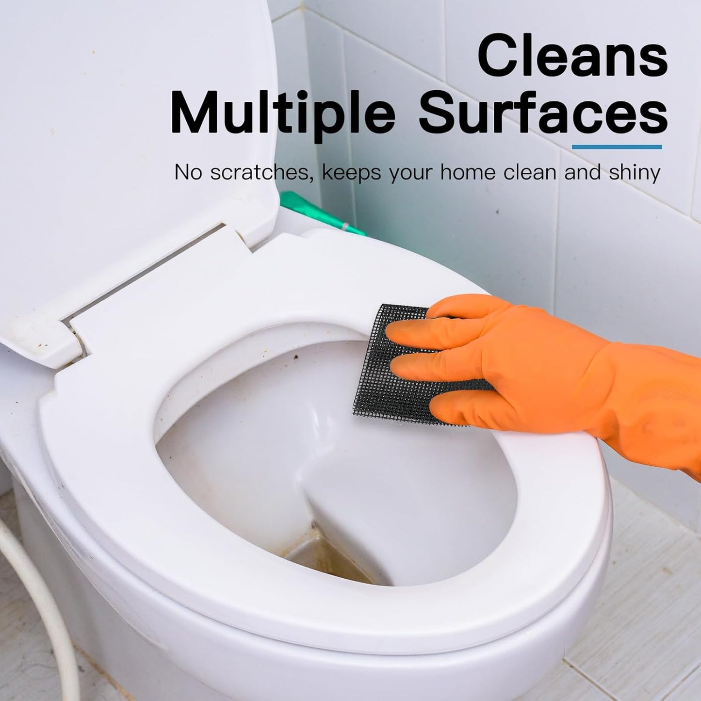 Cleaning Screen, 5.5x4 Inch Upgraded Toilet Cleaner Hard Water 15PCS Toilet Ring Remover Abrasive Grit Mesh Pads for Bowls Griddle Household Stain Calcium Deposits Carbon Rust Scrubber