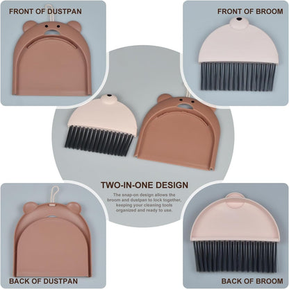 Mini Broom and Dustpan Set 6.2x6.3 Inches Compact Hand Broom for Desktop Table Countertop Car Office Kitchen Small Space Cleaning(Yellow)