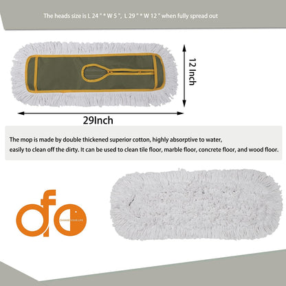 OFO 36inch Industrial Commercial Dust Mop 2 Sets //Heavy Duty Dust Mop // 63inch Length Stainless Steel Handle //Easily Clean Large Area Factory,Shopping Mall,Garage