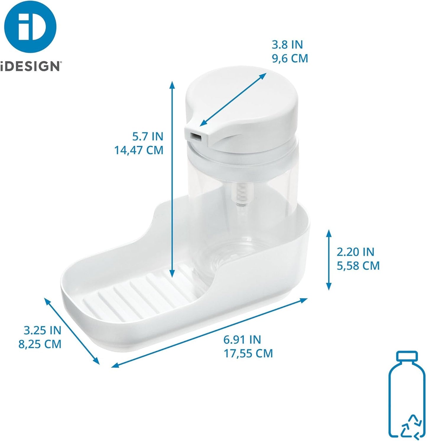 iDesign Recycled Plastic Double Suction Sink Caddy, White