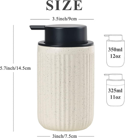 BosilunLife Dish Hand Soap Dispenser - Liquid Pump Soap Dispenser for Bathroom Decro 12oz Ceramic Kitchen Dish Dispenser with Rust-Proof Liquid Pump Modern Refillable Lotion Bottles