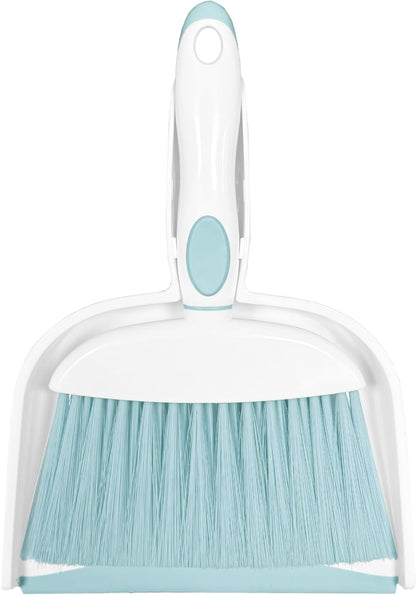 Mini Broom and Dustpan Set Small Broom with Dustpan Combo Set Portable Cleaning Tools for Home Office RV Learning Camping (White+Grey)