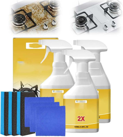 Yilia Kitchen Heavy Oil Cleaner Spray, All Purpose Degreaser for Stove Oven Range Hood Appliances, Heavy Duty Grease Remover for Kitchen Cabinet Cooktop Countertop Stainless Steel Surfaces (1 Set)