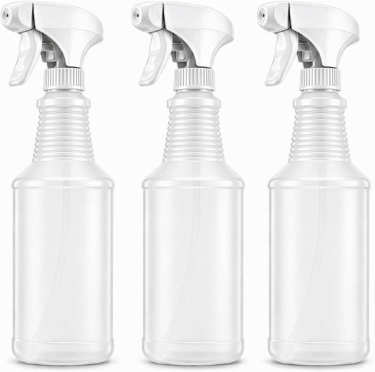 Bar5F Empty Spray Bottles (3-Pack), 24 oz – Bleach-Resistant Trigger Sprayer with Fine Mist & On/Off, Chemical-Resistant for Bleach, Vinegar & Cleaning Solutions, Refillable HDPE Bottles