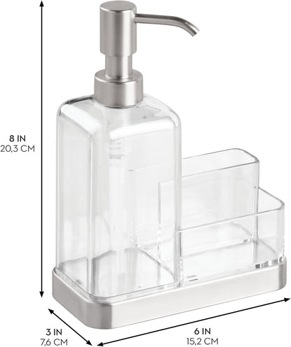 iDesign Forma BPA-Free Plastic Soap and Sponge Sink Organizer Caddy - 6" x 3.5" x 8.25", Clear/Matte Black