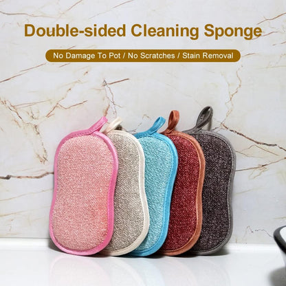 Sided Dishwashing Sponge Wipe Block Brush with Degreasing Function Household Kitchen Magic for Removing Oily Stains