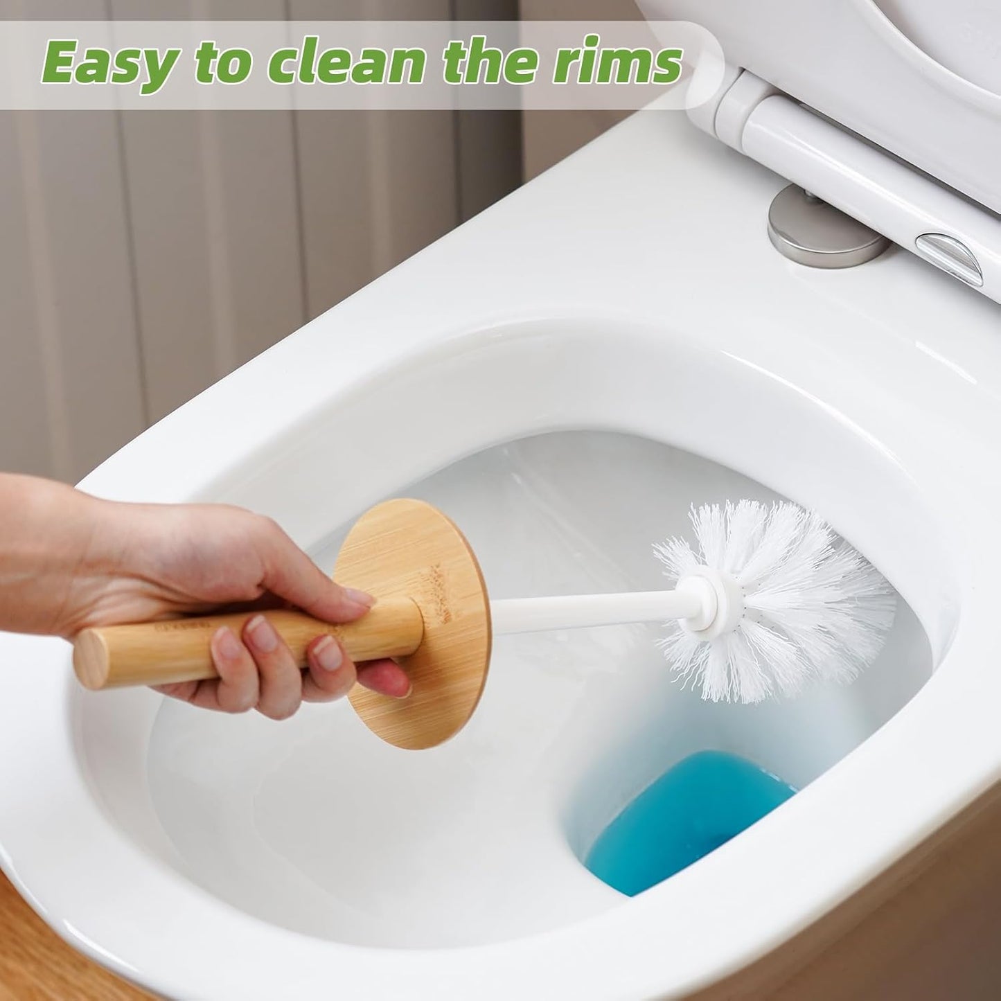 SUBEKYU Toilet Brush, Toilet Bowl Brush and Holder Set, Bathroom Toilet Bowl Cleaner Scrub Brush Set Scrubber for Deep Cleaning, White