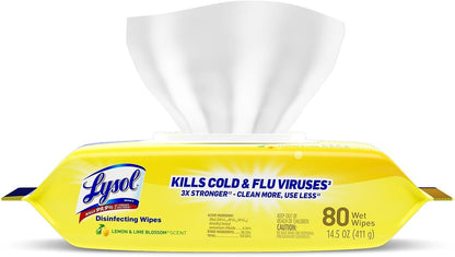 LYSOL Disinfecting Wipes - Lemon & Lime Blossom Flatpack 80 ct. (Pack of 1)
