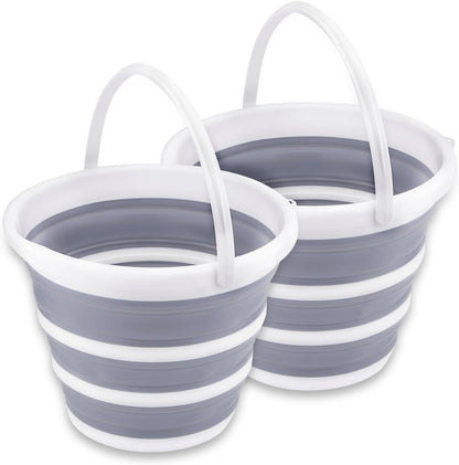 2 Pack Collapsible Buckets 10L 2.6 Gallon Cleaning Bucket Mop Bucket Folding Foldable Portable Small Plastic Water Supplies for Outdoor Garden Camping Fishing Car Wash Space Saving