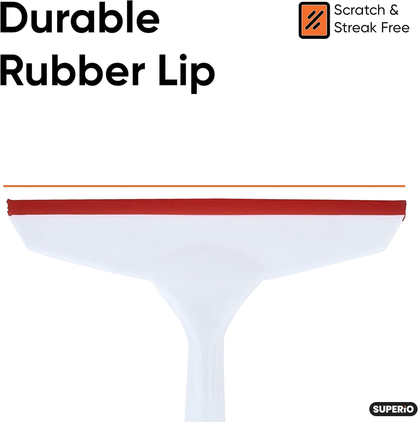 Superio Rubber Squeegee, 2 Pack, Streak Free All Purpose Window Squeegee, Comfort Grip Handle and Hanging Hook (Red, 10 Inch- 2 Pack)