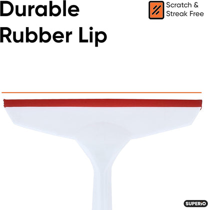Superio Rubber Squeegee, 2 Pack, Streak Free All Purpose Window Squeegee, Comfort Grip Handle and Hanging Hook (Red, 10 Inch- 2 Pack)