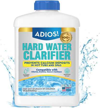 ADIOS! Hot Tub Hard Water Calcium Remover with Scale and Stain Clarifier, Soften Treat and Reduce Spa and Pool Deposits - Quart (32 oz)