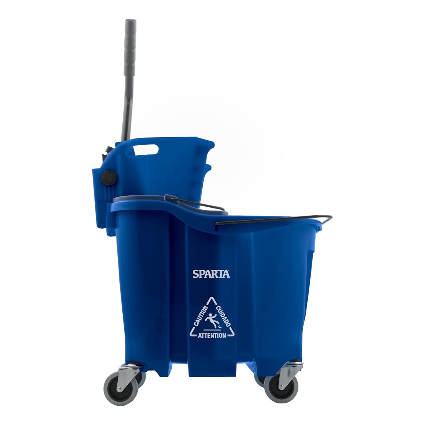 Carlisle FoodService Products Omnifit Mop Bucket with Side Press Wringer and Soiled Water Insert for Floor Cleaning, Kitchens, Restaurants, And Janitorial Use, Polypropylene (Pp), 35 Quarts, Yellow