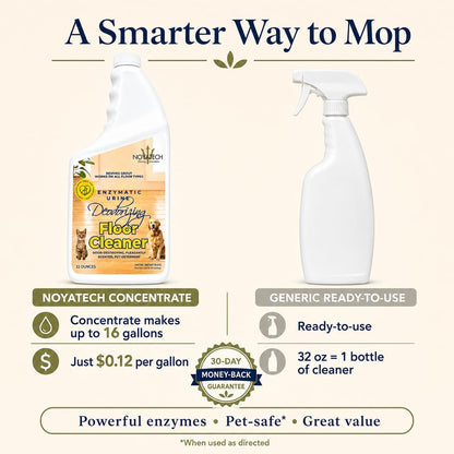 NOYATECH Pet Floor Cleaner for Mopping – Enzyme Urine & Odor Eliminator – Safe for Hardwood, Tile, Laminate & Grout – Dog & Cat Pee Concentrate, 32 oz