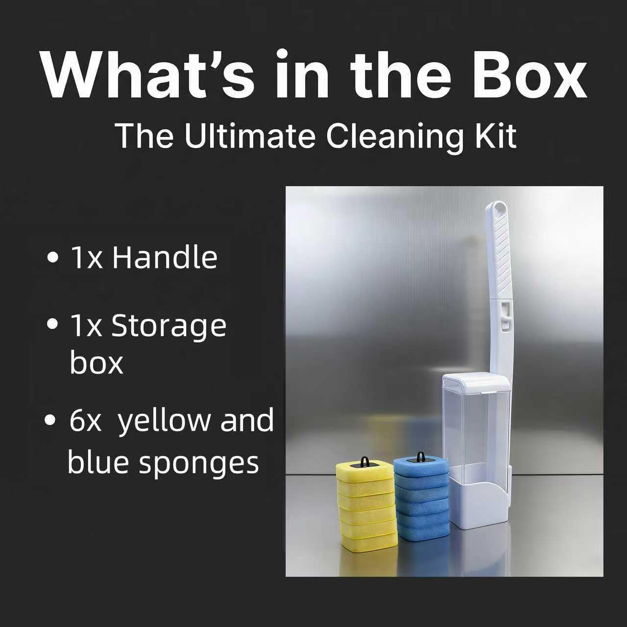 Disposable Toilet Bowl Brush with 12 Refills, Plastic Handle, Blue and Yellow, Dual-Color Sponge Heads, Toilet Cleaning Starter Kit (Yellow Refills)