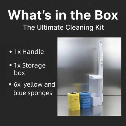 Disposable Toilet Bowl Brush with 12 Refills, Plastic Handle, Blue and Yellow, Dual-Color Sponge Heads, Toilet Cleaning Starter Kit (Yellow Refills)