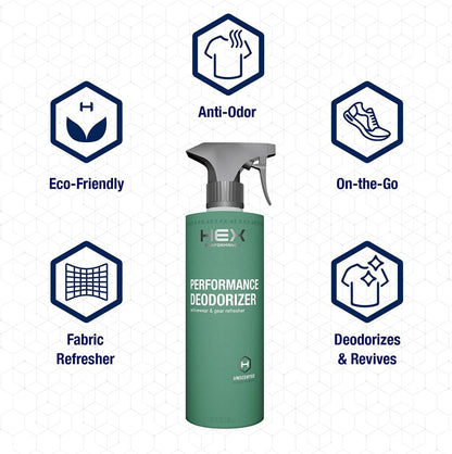 HEX Performance Deodorizing Spray, Fresh, 22oz - Awesome for Shoes, Gear, Activewear & Fabrics, Yoga Mats & Gym Equipment, Carpet, Pets, Odor Eliminator & Fabric Refresher Spray