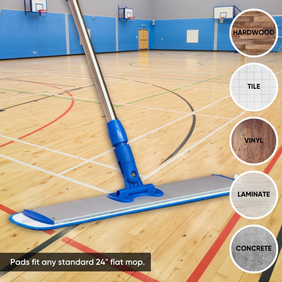 Microfiber Wholesale 18 inch Microfiber Mop Pads - Machine Washable, Reusable, Refills & Replacement Wet Mop Heads Compatible with Any Microfiber Flat Mop System (3 Pack)