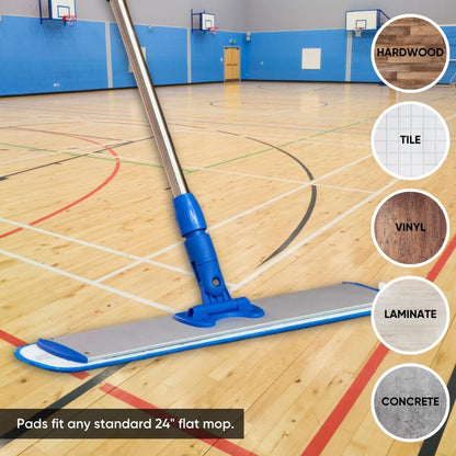 Microfiber Wholesale 18 inch Microfiber Mop Pads - Machine Washable, Reusable, Refills & Replacement Wet Mop Heads Compatible with Any Microfiber Flat Mop System (3 Pack)