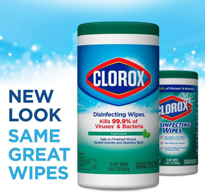 Disinfecting Wipes, Fresh Scent, 7 x 8, White, 75/Canister, 6 Canisters/Carton