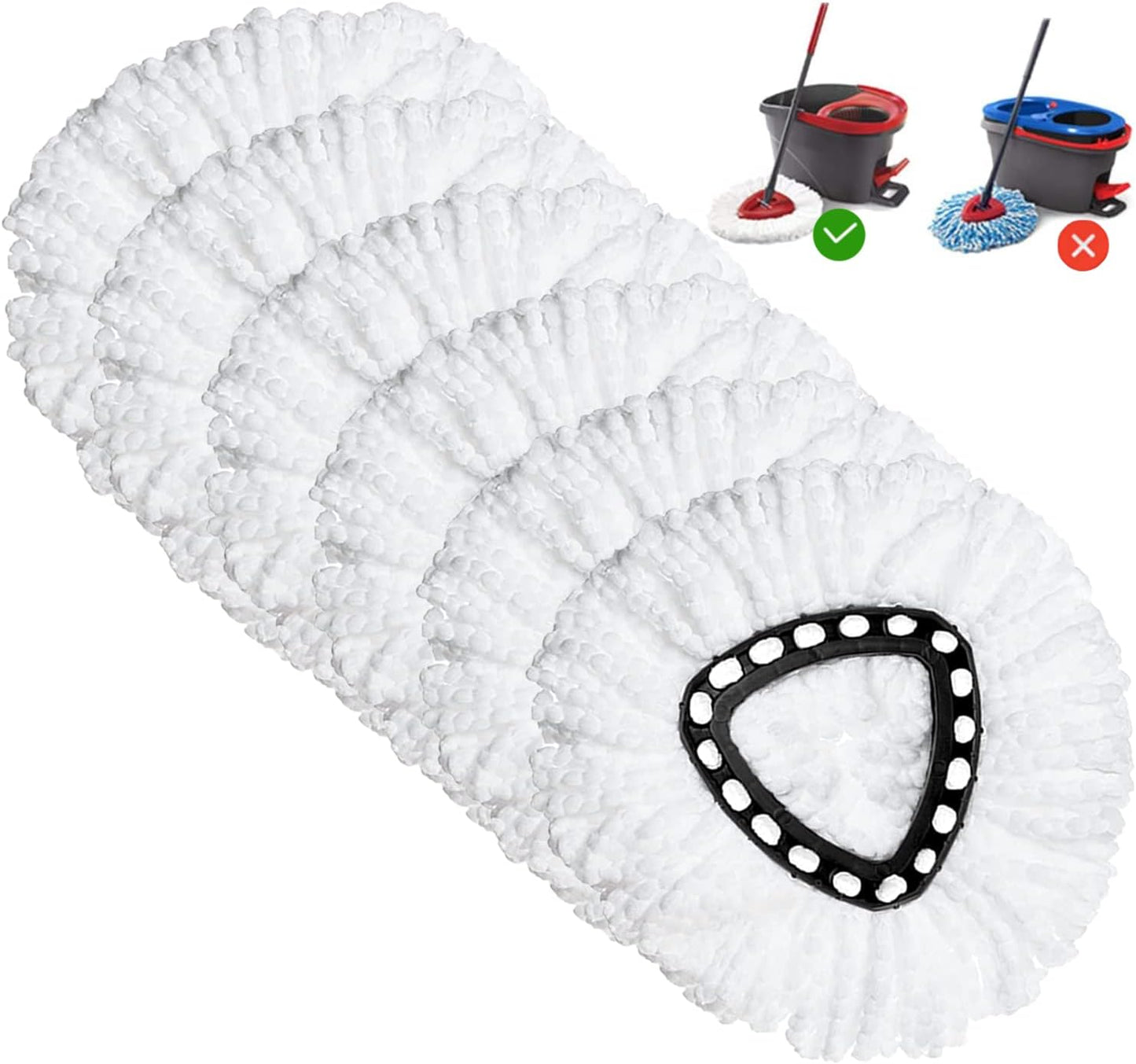Spin Mop Replacement Head 4 Pack Mop Refill Compatible with Ocedar Triangle Swivel Mops Microfiber Swivel Mop Refill,Deep Clean,Machine Washable and Easy to Replace