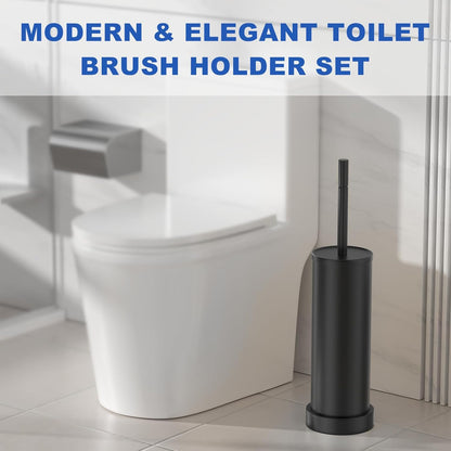 Toilet Brush and Holder Set: 304 Stainless Steel Heavy Duty Toilet Bowl Brush and Holder with Removable Inner Bowl and Splash Protection, Modern Long Handle Bathroom Cleaning Tool